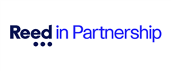 A logo - Black text with dots and blue text Reed in Partnership