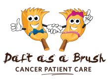 Daft as a brush logo: 2 brushes with smiling faces hold hands